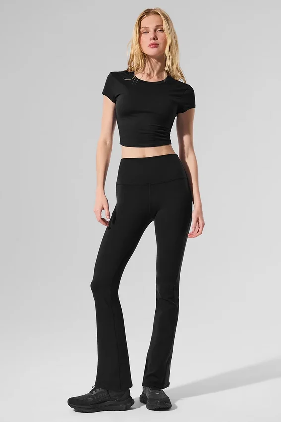 Airbrush High-Waist 7/8 Bootcut Legging - Black