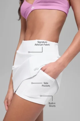 Airbrush High-Waist Good Form Tennis Skirt – White