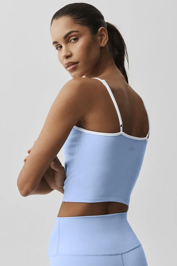 Airbrush Refined Bra Tank - Light Provence Blue/White
