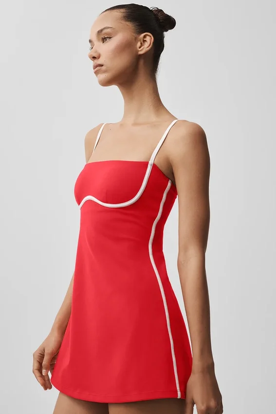 Airbrush Streamlined Dress - Bright Red/White