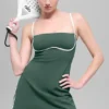 Airbrush Streamlined Dress - Clover Green/White