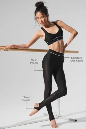 Airlift Mesh High-Waist Darling Stirrup Legging – Black