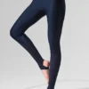 Airlift Mesh High-Waist Darling Stirrup Legging - Navy