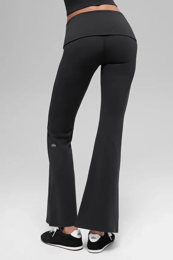 Alo Softsculpt 7/8 Foldover Flare Legging - Black