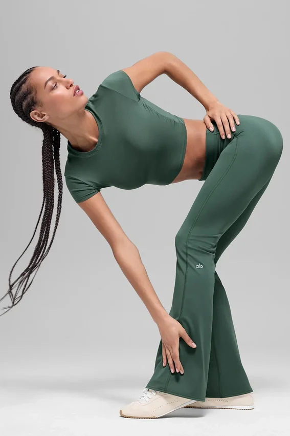 Alo Softsculpt 7/8 Foldover Flare Legging - Clover Green
