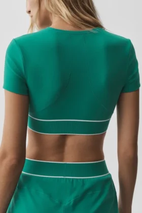Alo Softsculpt Amp It up Short Sleeve Bra – Emerald Isle