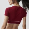 Alo Softsculpt Amp It up Short Sleeve Bra - Summer Romance Red