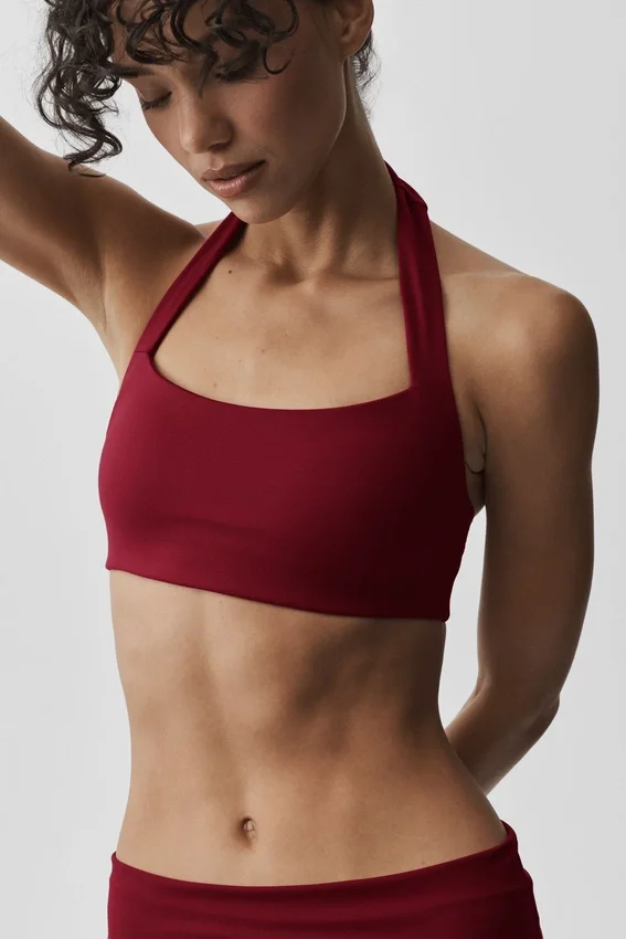 Alo Softsculpt Feel the Heat Halter Bra - Summer Romance Red