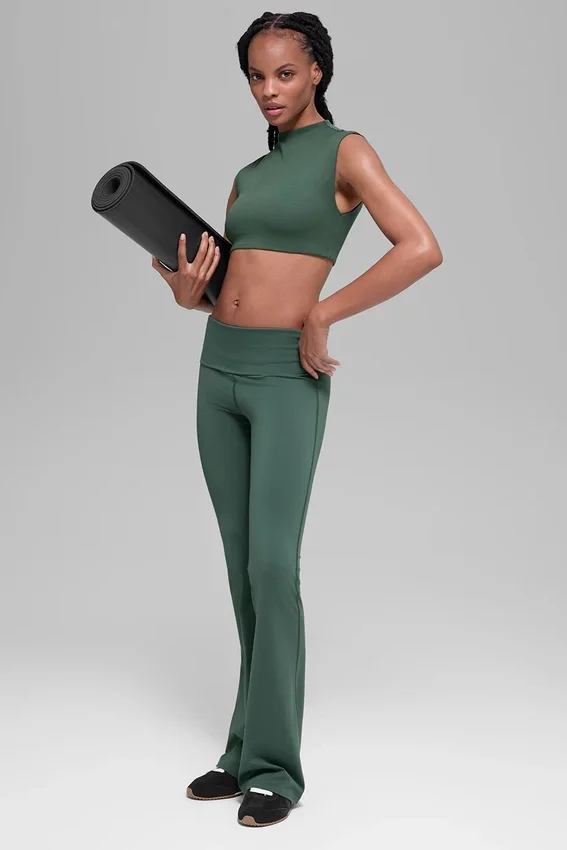 Alo Softsculpt Foldover Flare Legging - Clover Green