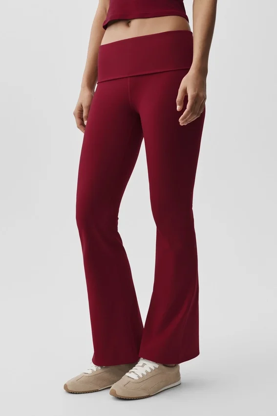 Alo Softsculpt Foldover Flare Legging - Summer Romance Red