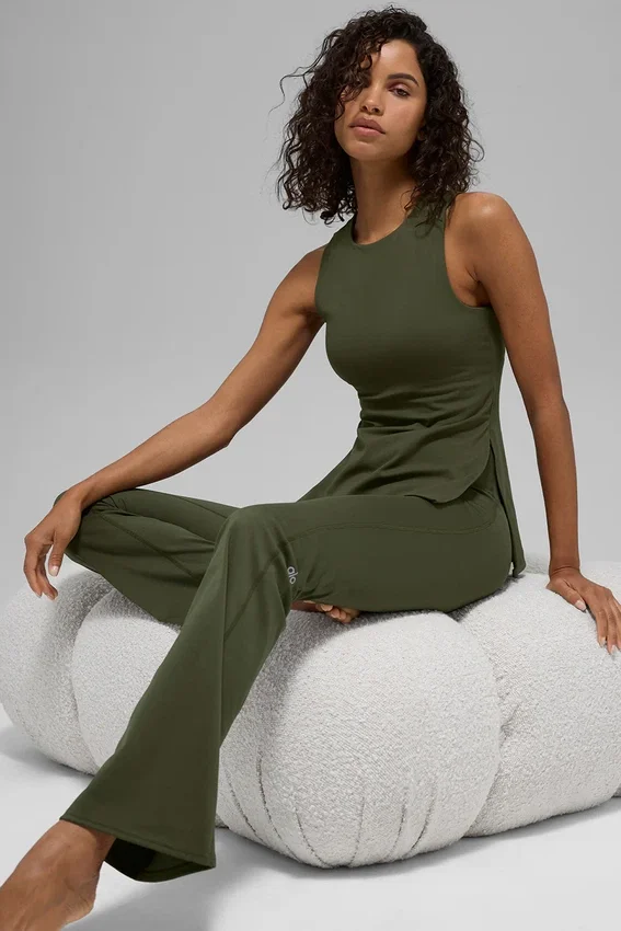 Alo Softsculpt Precision Full Length Bra Tank - Green Olive