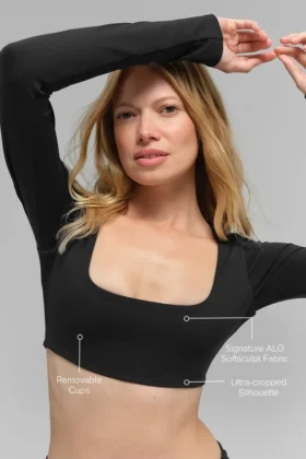Alo Softsculpt Precision Long Sleeve Bra – Black