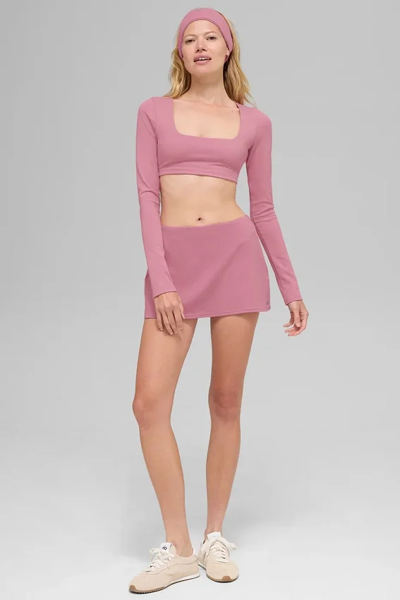 Alo Softsculpt Precision Long Sleeve Bra - Pink Wild Rose