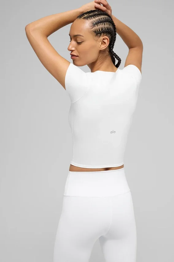 Alo Softsculpt Precision Short Sleeve Top - White
