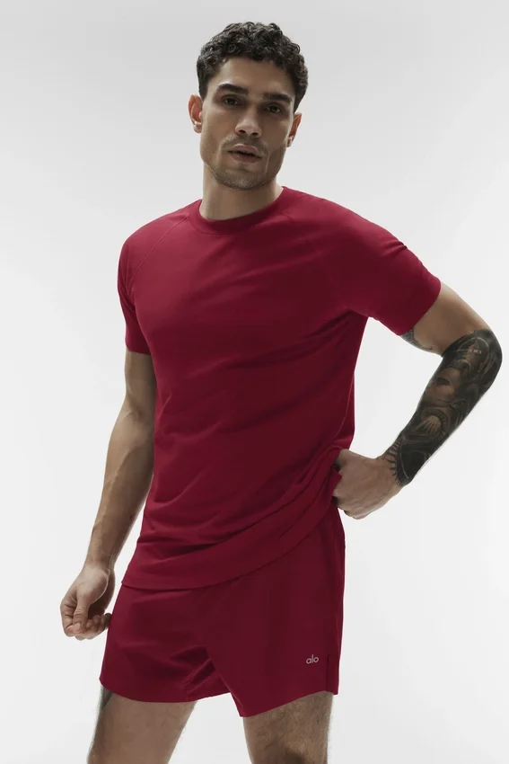 Alo Vapor Crewneck Short Sleeve - Garnet