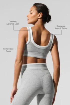 Alosoft Better Together Bra – Athletic Heather Grey/White