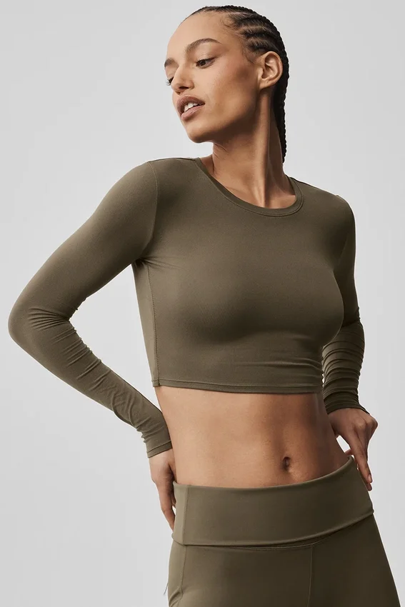 Alosoft Crop Finesse Long Sleeve - Olive Tree