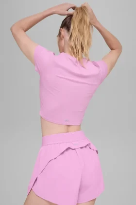 Alosoft Crop Finesse Short Sleeve – Candy Heart Pink
