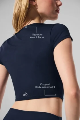 Alosoft Crop Finesse Short Sleeve – Navy