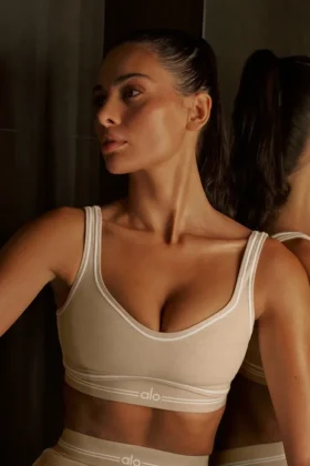 Alosoft Heart Throb Bra - Oatmeal Heather/White