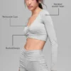 Alosoft Intuition Long Sleeve Bra - Athletic Heather Grey