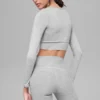 Alosoft Intuition Long Sleeve Bra - Athletic Heather Grey