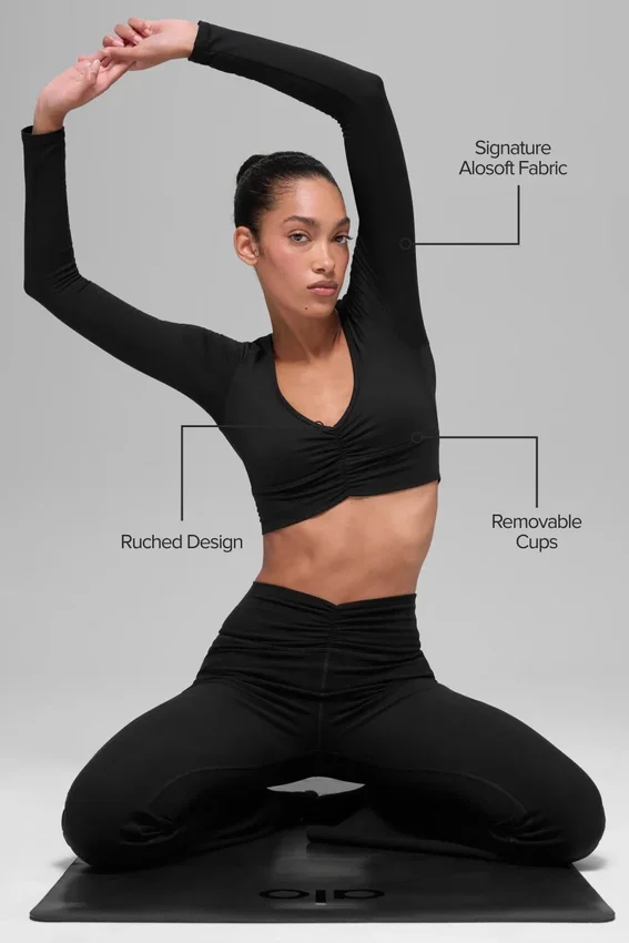 Alosoft Intuition Long Sleeve Bra - Black