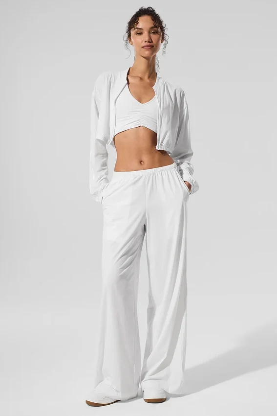 Cropped Breezy Full-Zip Cover up - White