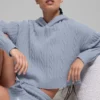 Cable Knit Winter Bliss Hoodie - Winter Frost