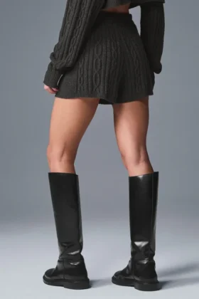 Cable Knit Winter Bliss Short – Dark Heather Grey