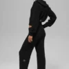 Cashmere High-Waist Plush Waffle Pant - Black
