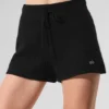Cashmere High-Waist Plush Waffle Short - Black
