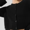 Cashmere Plush Waffle Cardigan - Black