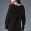 Cashmere Plush Waffle Dress - Black