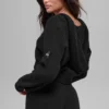 Cashmere Plush Waffle Full Zip Hoodie - Black