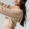 Cashmere Plush Waffle Full Zip Hoodie - Macadamia Blush