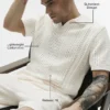 Coastline Knit Short Sleeve Polo - Ivory
