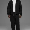 Cotton Canvas Full Zip Hoodie - Black