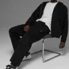Cotton Canvas Full Zip Hoodie - Black