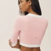 Cotton Cashmere Cropped Capri Dream Cardigan - Sundrenched Pink/White