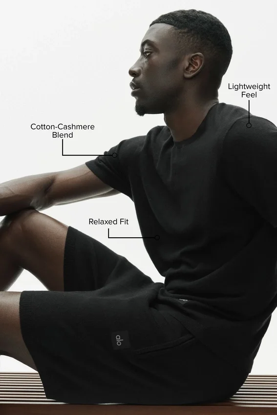 Cotton Cashmere Ever Soft Short Sleeve Crew - Black
