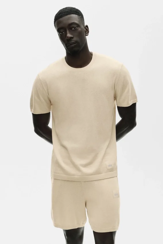 Cotton Cashmere Ever Soft Short Sleeve Crew - Sandy Beige