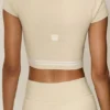 Cotton Cashmere My Serve Short Sleeve - Sandy Beige/White