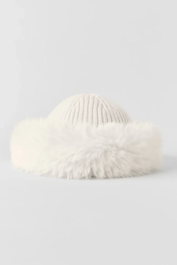 Courchevel Cashmere Faux Fur Beanie - Ivory