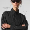 Cropped 1/4 Zip Aerial Pullover - Black