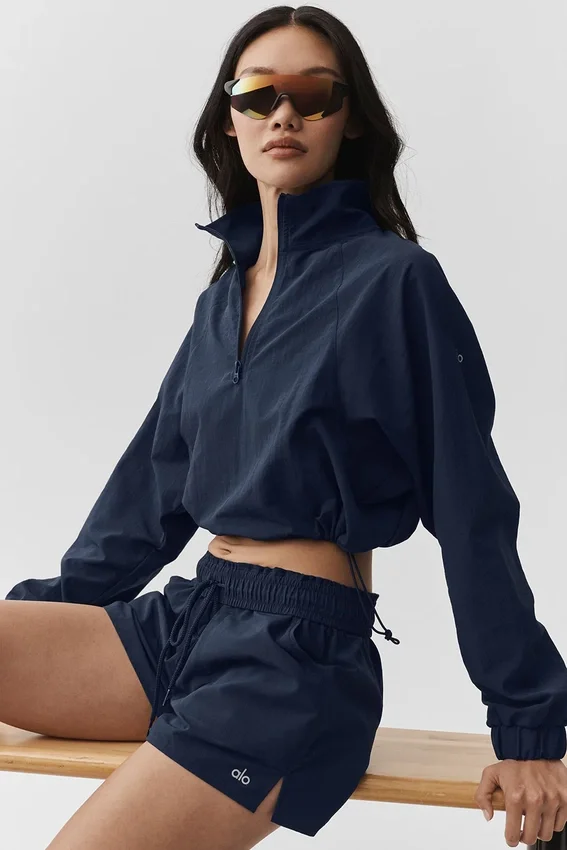Cropped 1/4 Zip Alumni Pullover - Navy