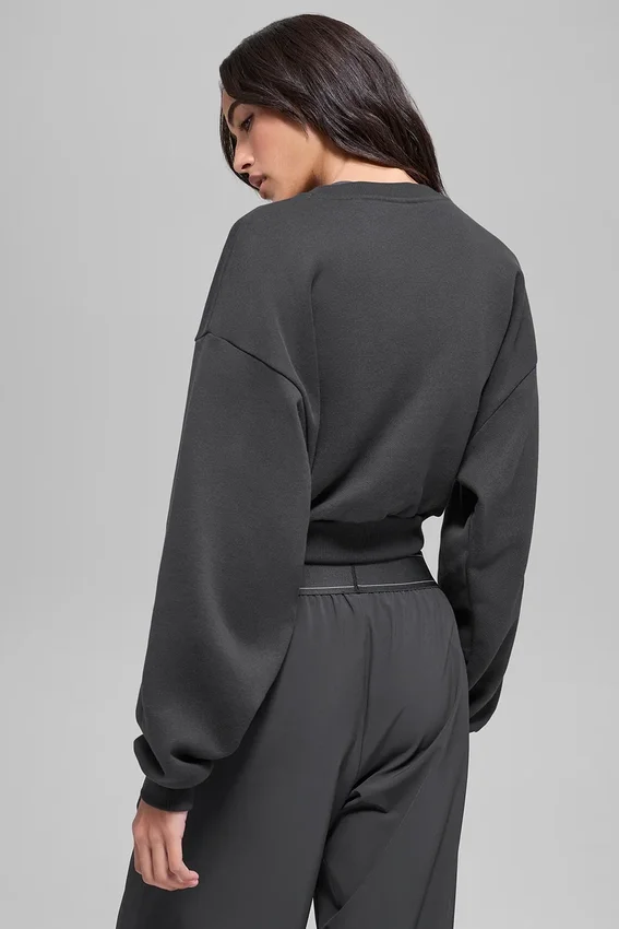 Cropped Accolade Crewneck - Anthracite