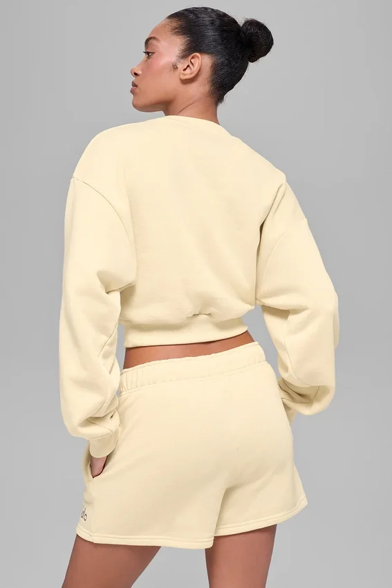 Cropped Accolade Crewneck - Candlelight Yellow