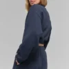 Cropped Accolade Crewneck - Navy