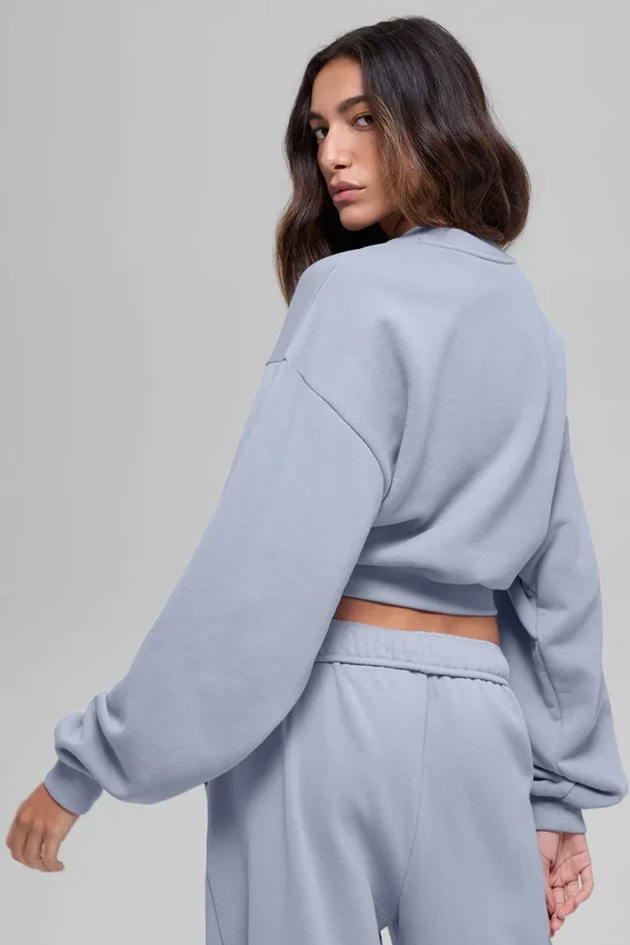 Cropped Accolade Crewneck - Winter Frost